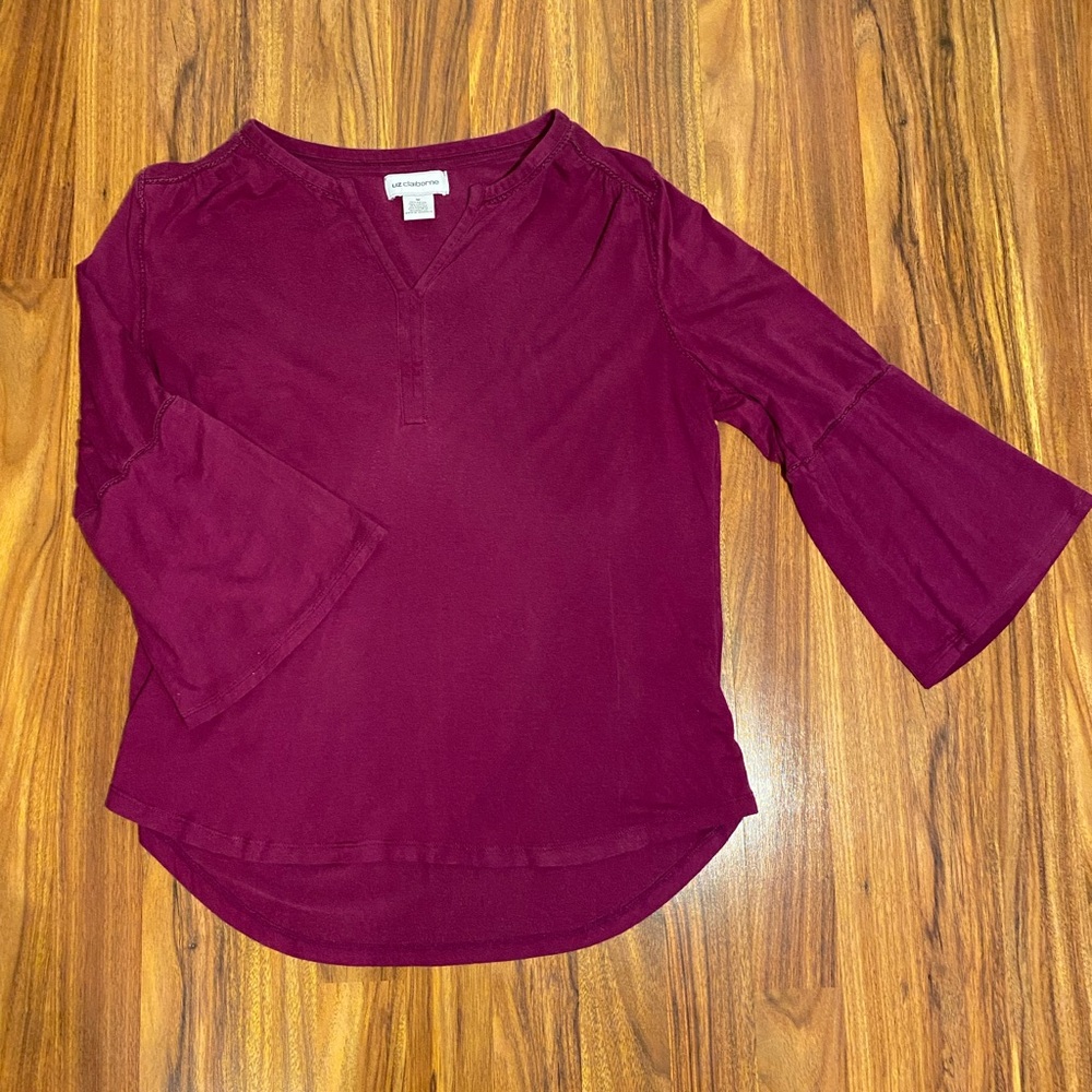 Liz Claiborne Women's Bell Sleeve Tunic in Berry